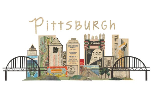 Pittsburgh: Pittsburgh Horizontal Skyline by Paper Cutz