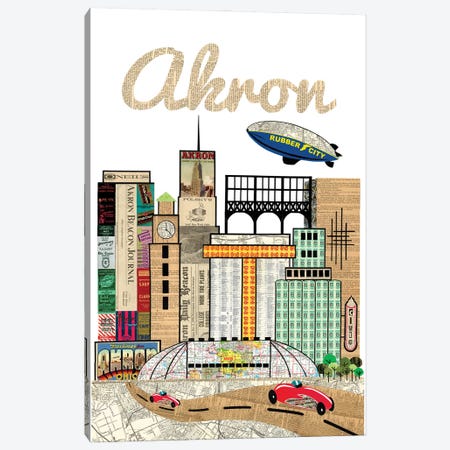Akron Oh Skyline Canvas Print #CTZ40} by Paper Cutz Canvas Print