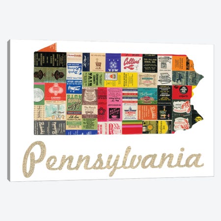 Pennsylvania Matchbook Canvas Print #CTZ42} by Paper Cutz Canvas Print