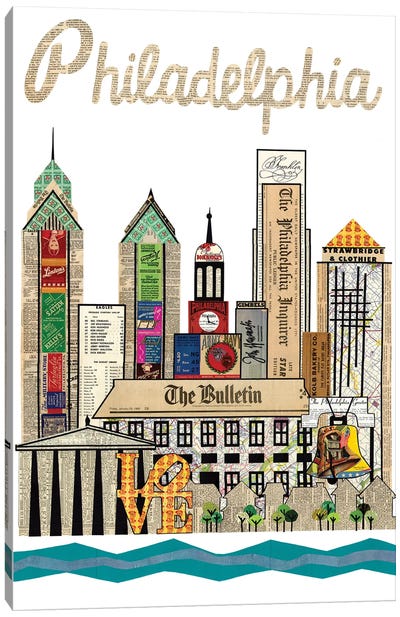 Philadelphia Skyline Canvas Art Print - Paper Cutz