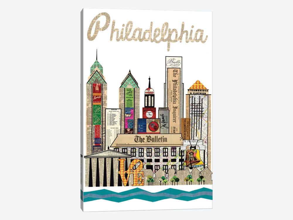 Philadelphia Skyline by Paper Cutz 1-piece Canvas Art