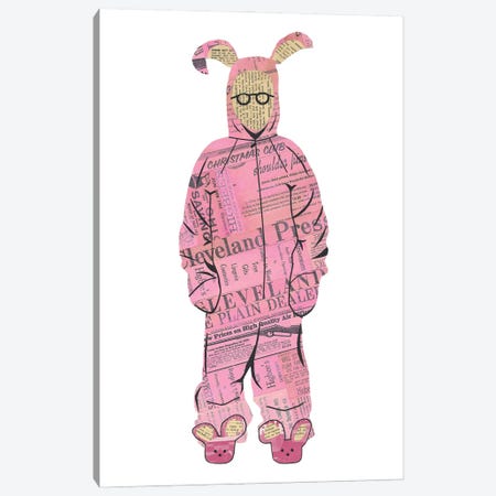 Ralphie Pink Bunny Canvas Print #CTZ49} by Paper Cutz Art Print