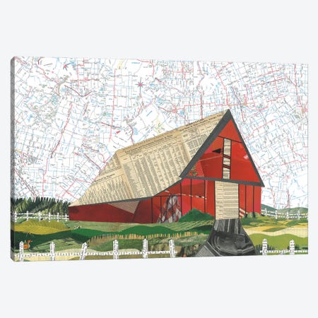 Red Barn Canvas Print #CTZ50} by Paper Cutz Canvas Art