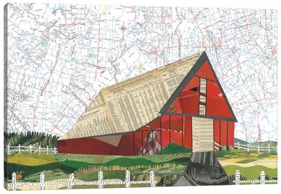 Red Barn Canvas Art Print - Paper Cutz