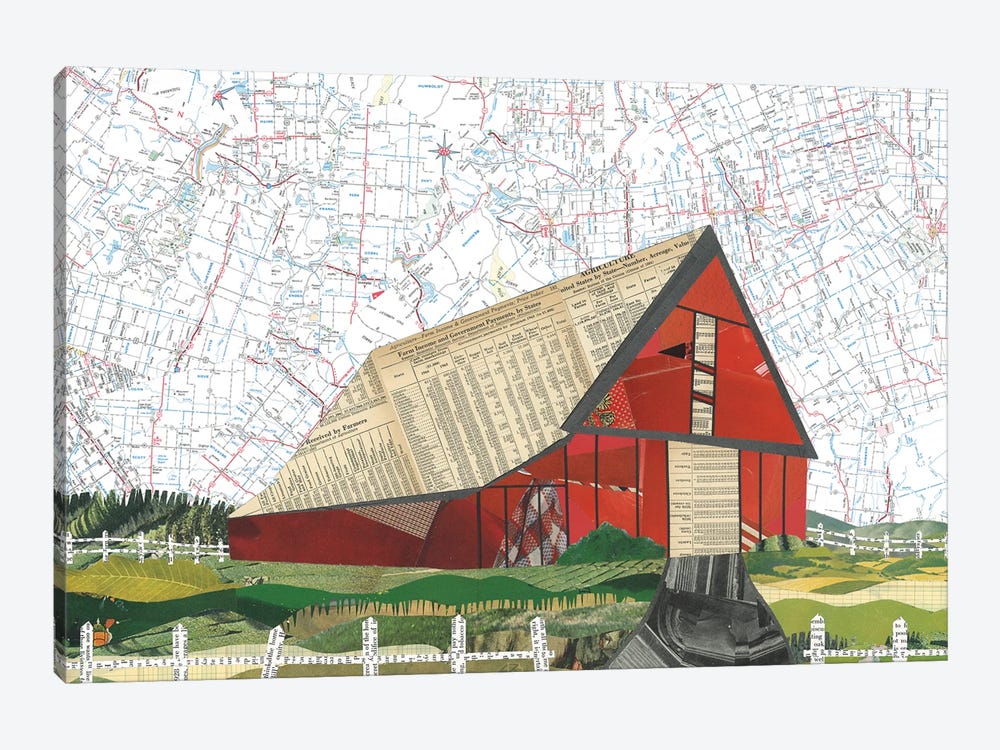 Red Barn by Paper Cutz 1-piece Art Print