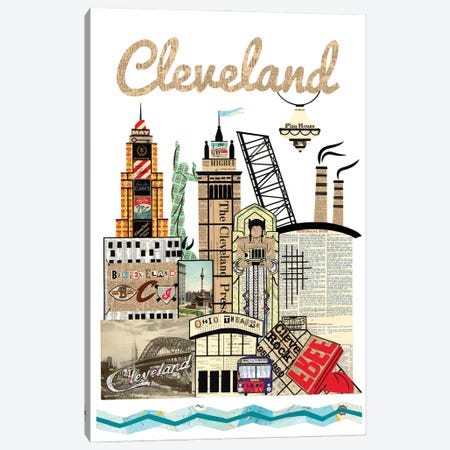 Cleveland Skyline Canvas Print #CTZ53} by Paper Cutz Canvas Art