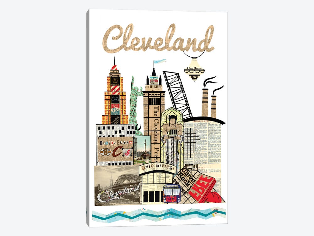 Cleveland Skyline by Paper Cutz 1-piece Canvas Artwork