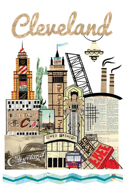 Vintage Décor: Cleveland Skyline by Paper Cutz