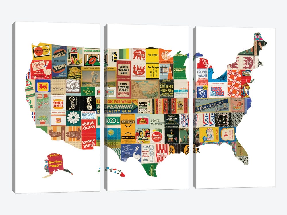 USA by Paper Cutz 3-piece Canvas Wall Art