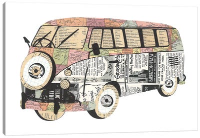 Retro Van Canvas Art Print - Volkswagen