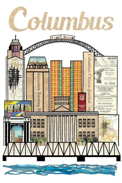 Columbus Oh Vertical Skyline by Paper Cutz art print