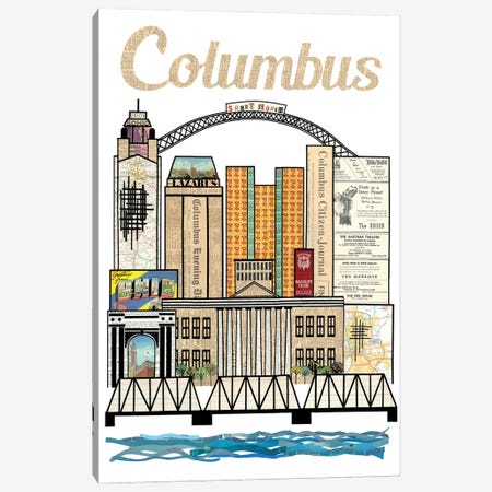 Columbus Oh Vertical Skyline Canvas Print #CTZ59} by Paper Cutz Canvas Artwork