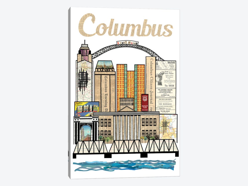 Columbus Oh Vertical Skyline by Paper Cutz 1-piece Canvas Wall Art