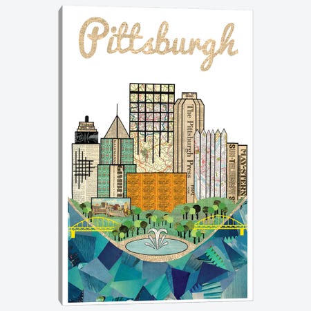 Pittsburgh Vertical Skyline Canvas Print #CTZ61} by Paper Cutz Art Print
