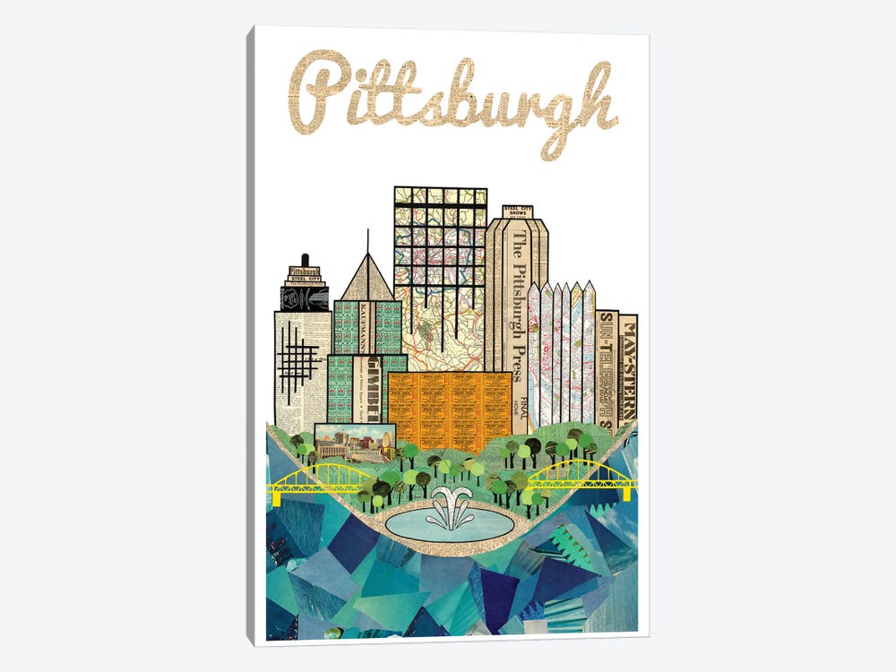 Pittsburgh Vertical Skyline by Paper Cutz 1-piece Canvas Print