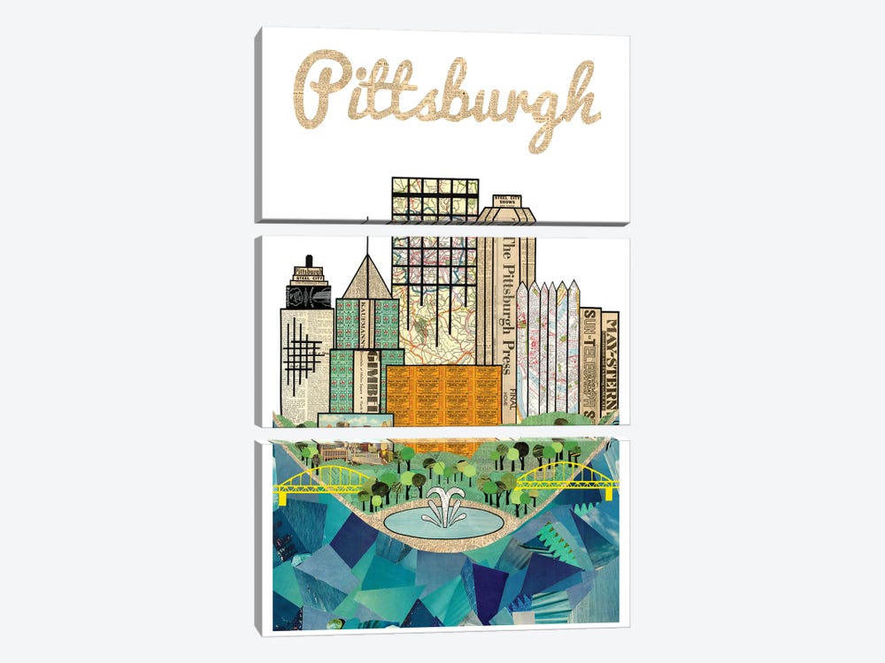 Pittsburgh Vertical Skyline by Paper Cutz 3-piece Art Print