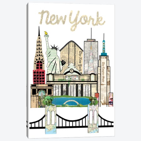 New York Skyline Canvas Print #CTZ63} by Paper Cutz Art Print