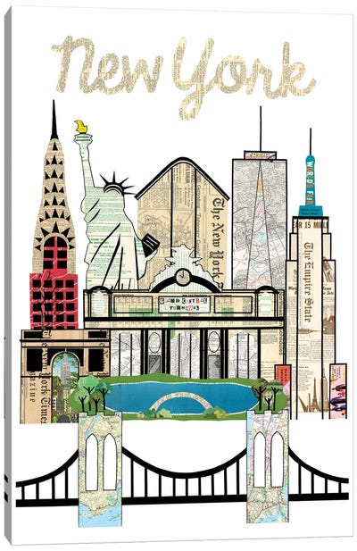 New York Skyline Canvas Art Print - Paper Cutz