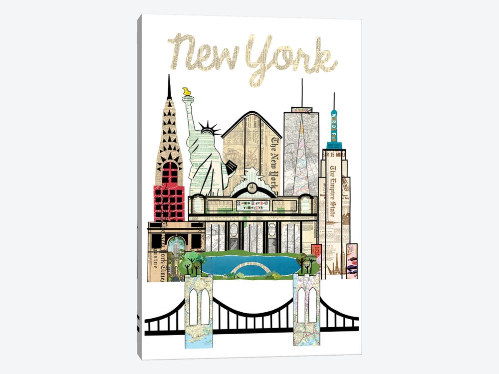 New York Skyline by Paper Cutz 1-piece Canvas Print