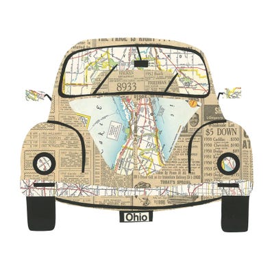 Vw Bug by Paper Cutz framed canvas print