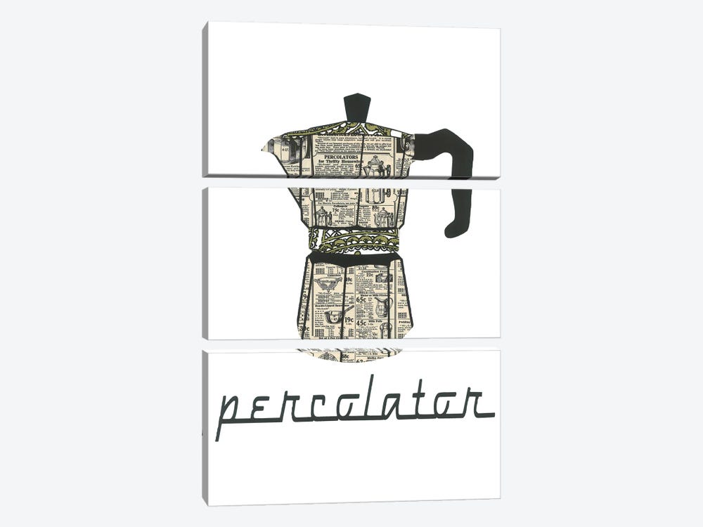 Retro Perculator by Paper Cutz 3-piece Canvas Print