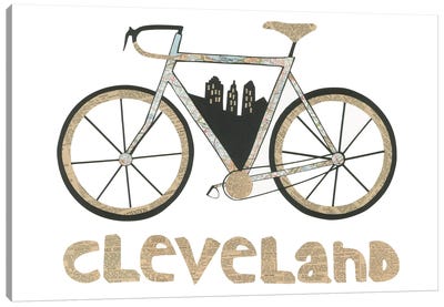 Bike Cleveland Canvas Art Print - Paper Cutz