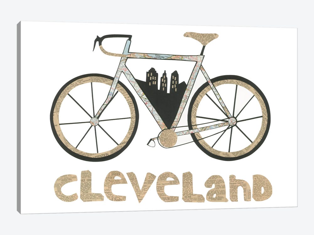 Bike Cleveland by Paper Cutz 1-piece Canvas Artwork