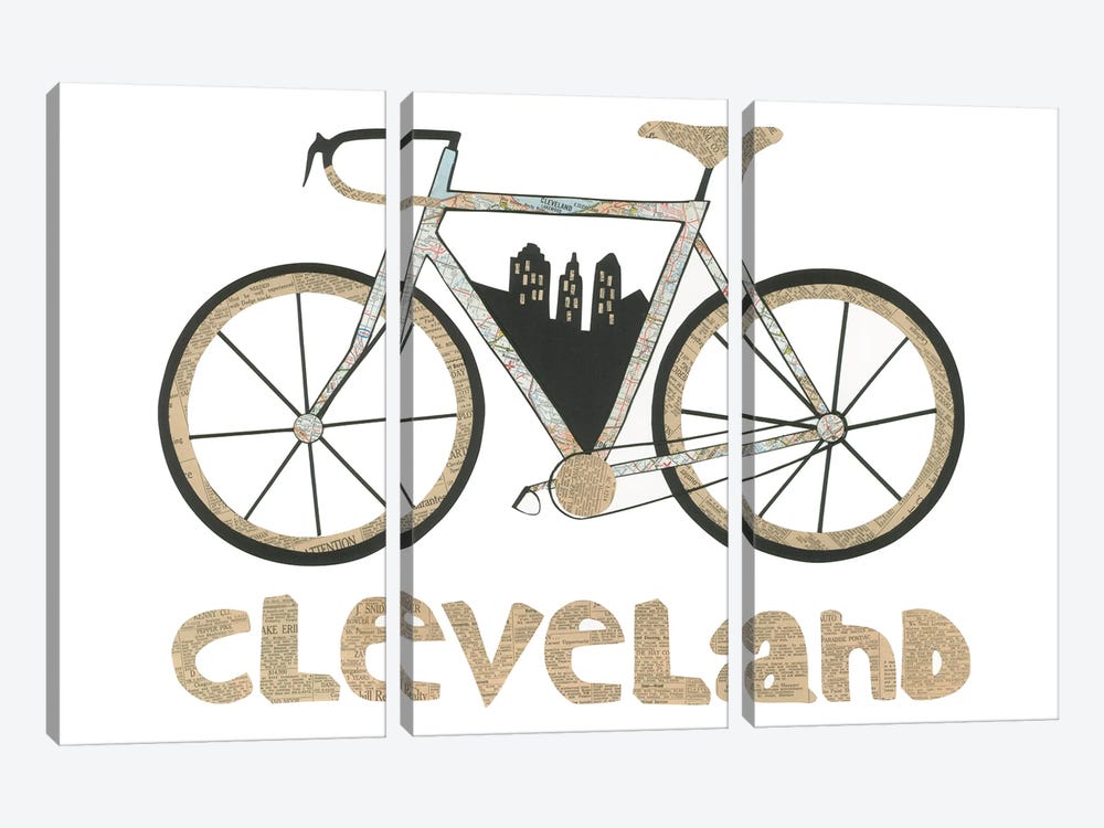 Bike Cleveland by Paper Cutz 3-piece Canvas Art