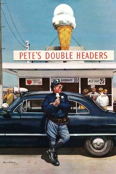 Police Officers: Pete's Double Headers by Stevan Dohanos