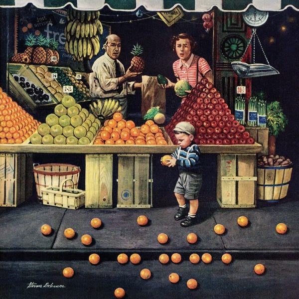 Toddler And Oranges