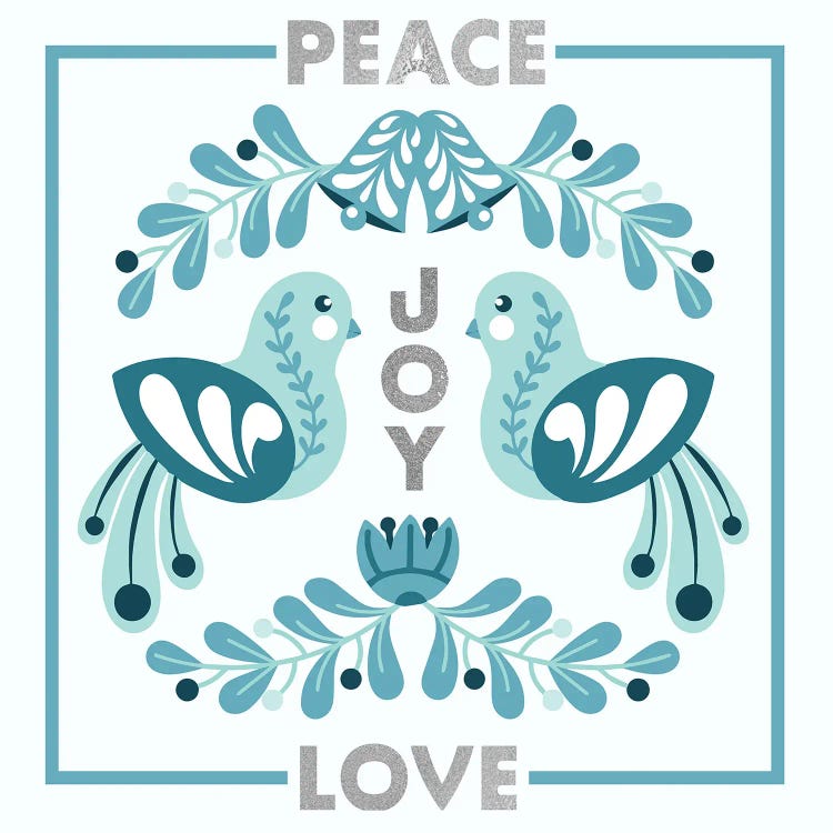 Christmas Birds: Peace Joy Love by Saturday Evening Post wall art