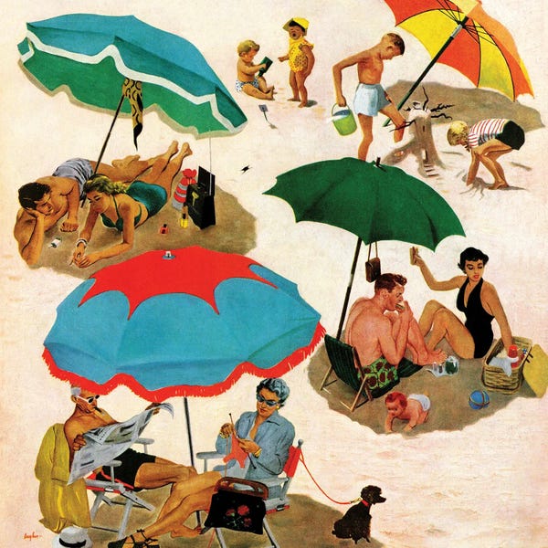 American Décor: Couples At The Beach by George Hughes