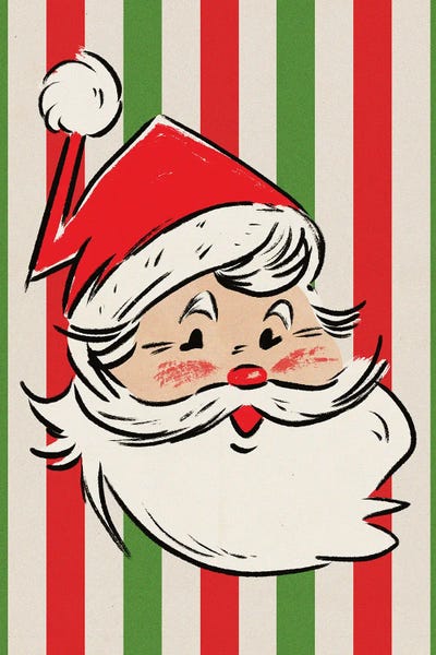 Christmas: Retro Striped Santa by Saturday Evening Post