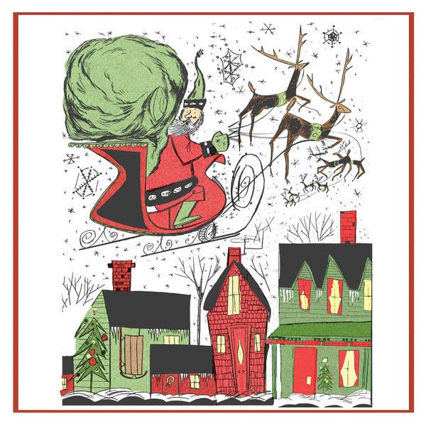 Vintage Christmas: Santa In Flight by Saturday Evening Post