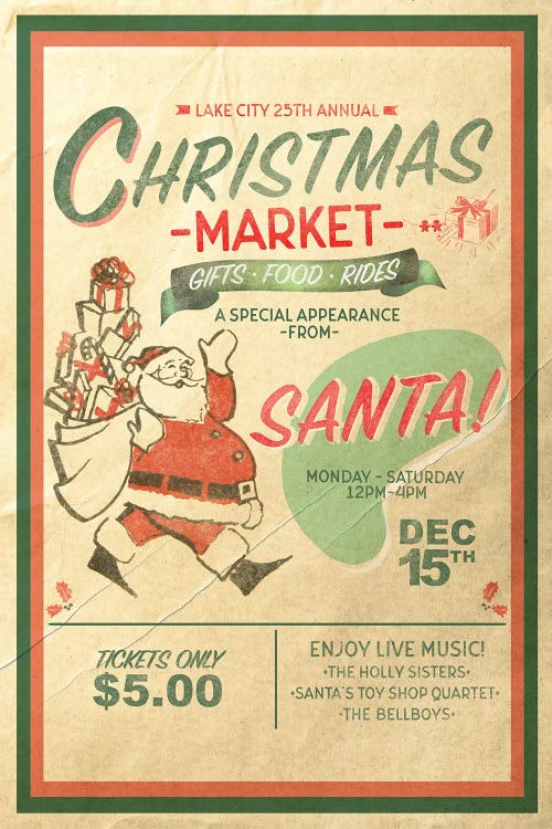 Santa's Christmas Market by Saturday Evening Post canvas print