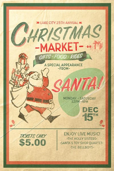 Christmas Signs & Sentiments: Santa's Christmas Market by Saturday Evening Post