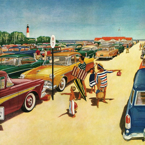 Classic Americana: Beach Parking Lot by James Williamson