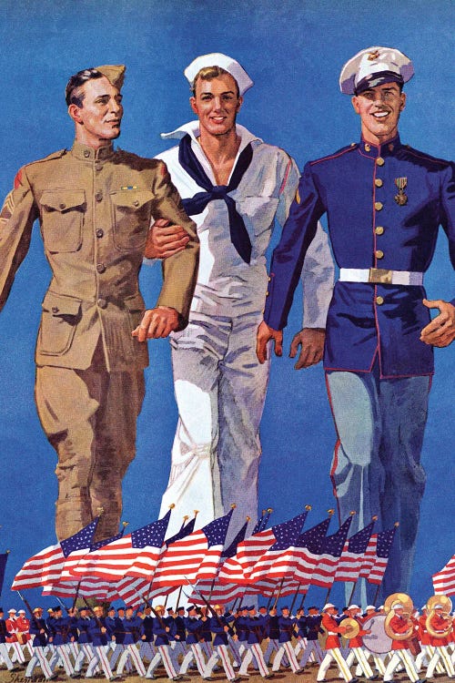 Army, Navy & Marines by John E. Sheridan wall art