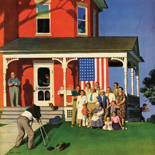 American Flags: Family Portrait On The Fourth by John Falter