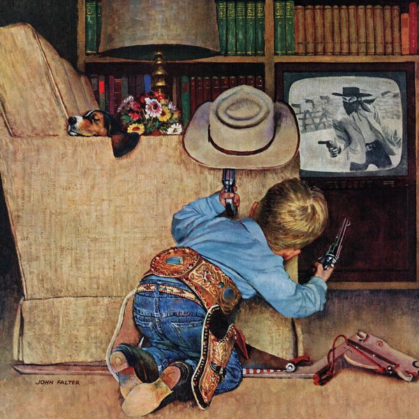 American Décor: Good Guys Wear White Hats by John Falter