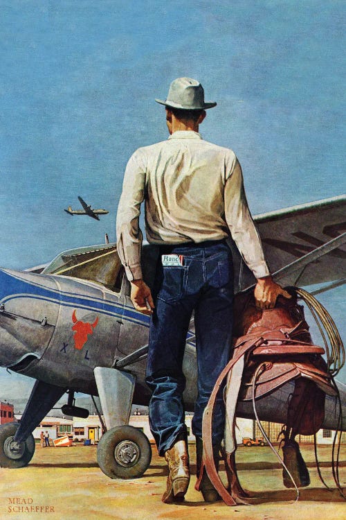 Flying Cowboy Canvas Wall Art by Mead Schaeffer | iCanvas