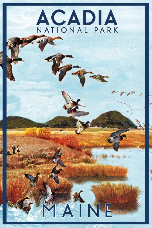 Acadia Travel Poster by Saturday Evening Post wall art