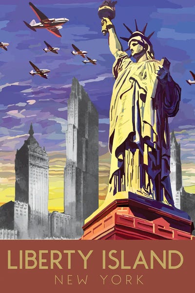 New York City Travel Posters: Liberty Island by Saturday Evening Post