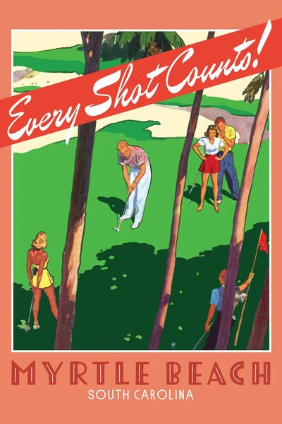 Golf Courses: Myrtle Beach Travel Poster by Saturday Evening Post