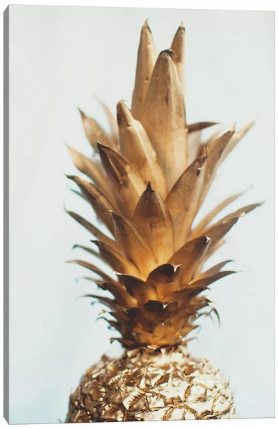 The Gold Pineapple Canvas Art Print - Minimalist Kitchen Art