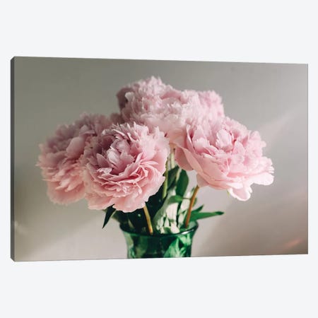 Pink Peonies On White I Canvas Print #CVA179} by Chelsea Victoria Canvas Art