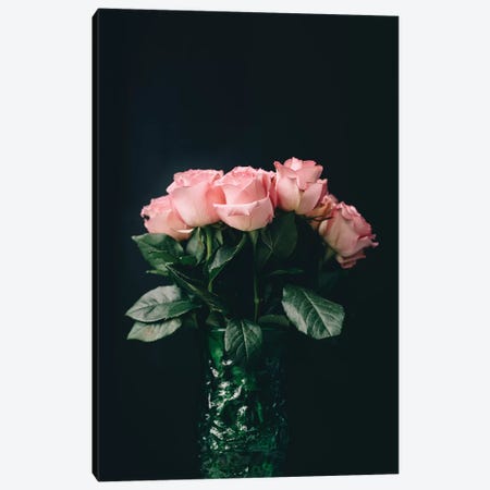 Pink Roses On Black II Canvas Print #CVA183} by Chelsea Victoria Canvas Art Print