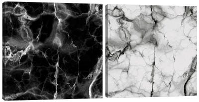 Black And White Marble Diptych Canvas Art Print - Chelsea Victoria