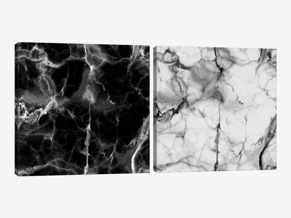 Black And White Marble Diptych by Chelsea Victoria 2-piece Canvas Print