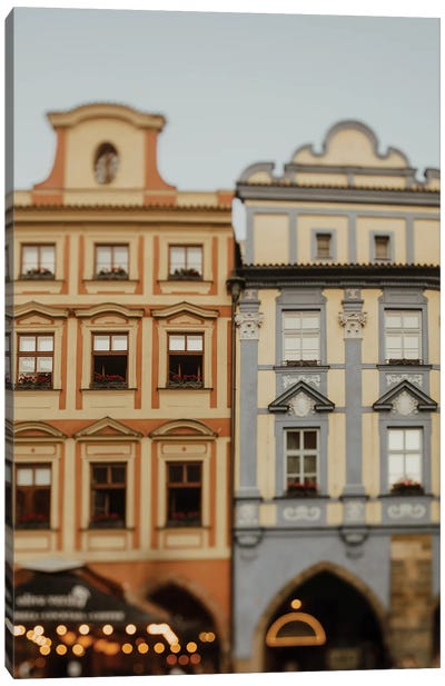 Prague Houses And Twinkles Canvas Art Print - Prague Art
